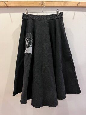 Batsheva black/dark grey denim circle skirt size 4 like new